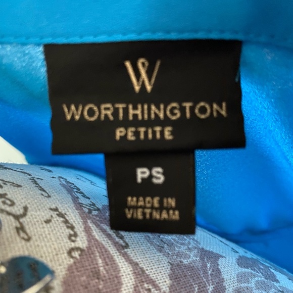 Worthington Blue Sleeveless Blouse - Picture 5 of 8